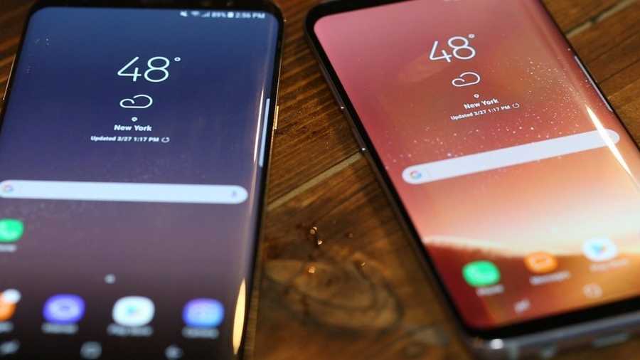 Samsung unveiled the Galaxy S8 and S8+ at an event in New York on Wednesday, March 29, 2017. The new phone displays are bigger than the Galaxy S7 and S7 Edge and they have curved screens that flow onto the sides.
