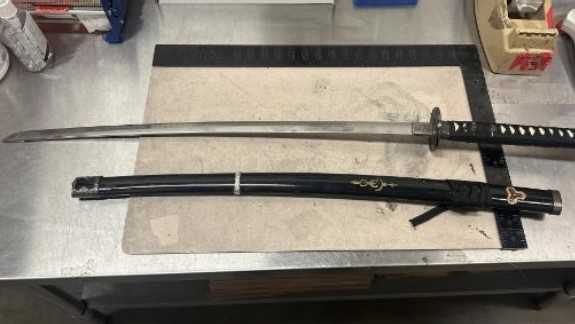 Man with samurai sword arrested after spitting on officer, police say
