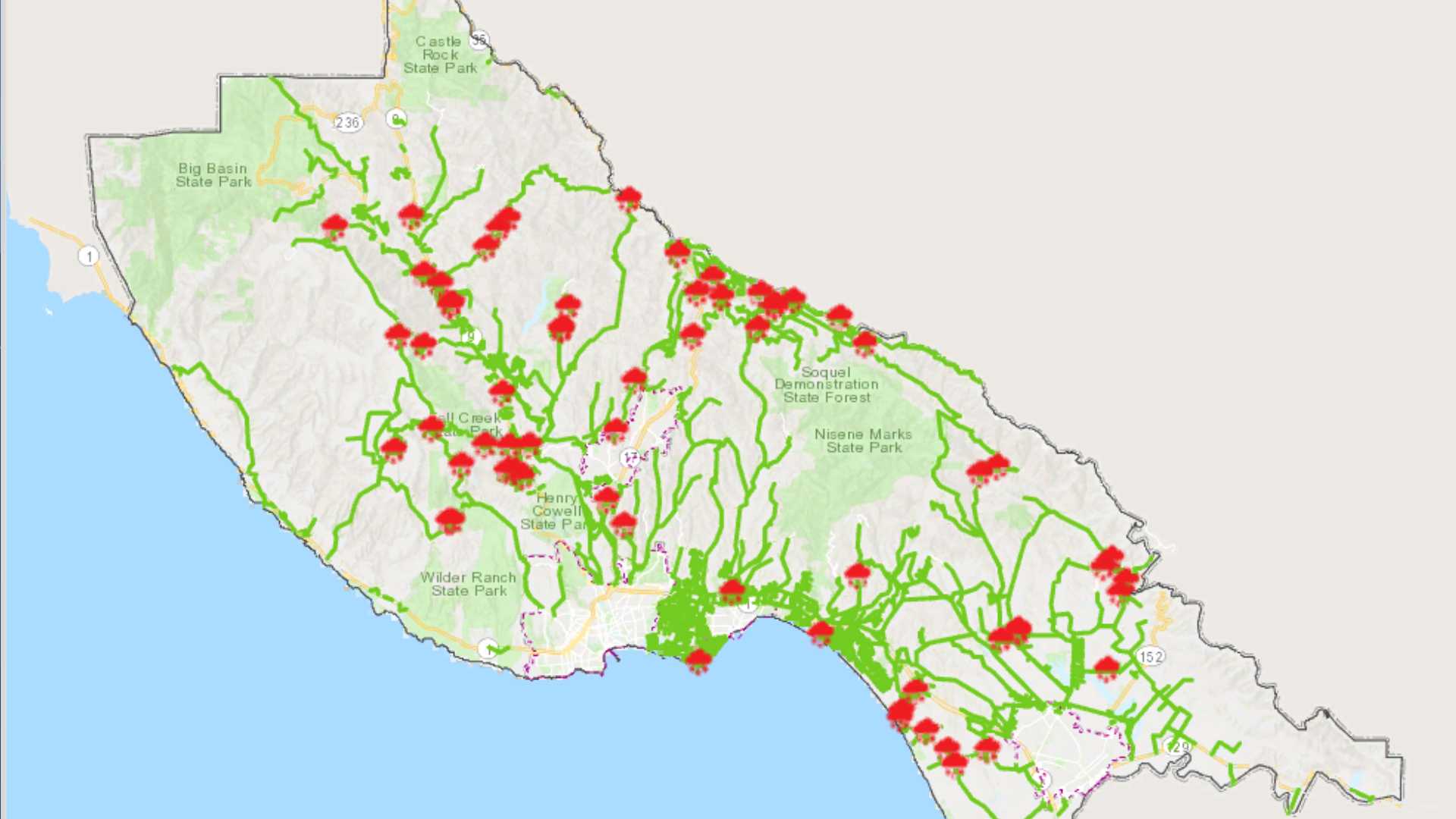 Santa Cruz County road closures