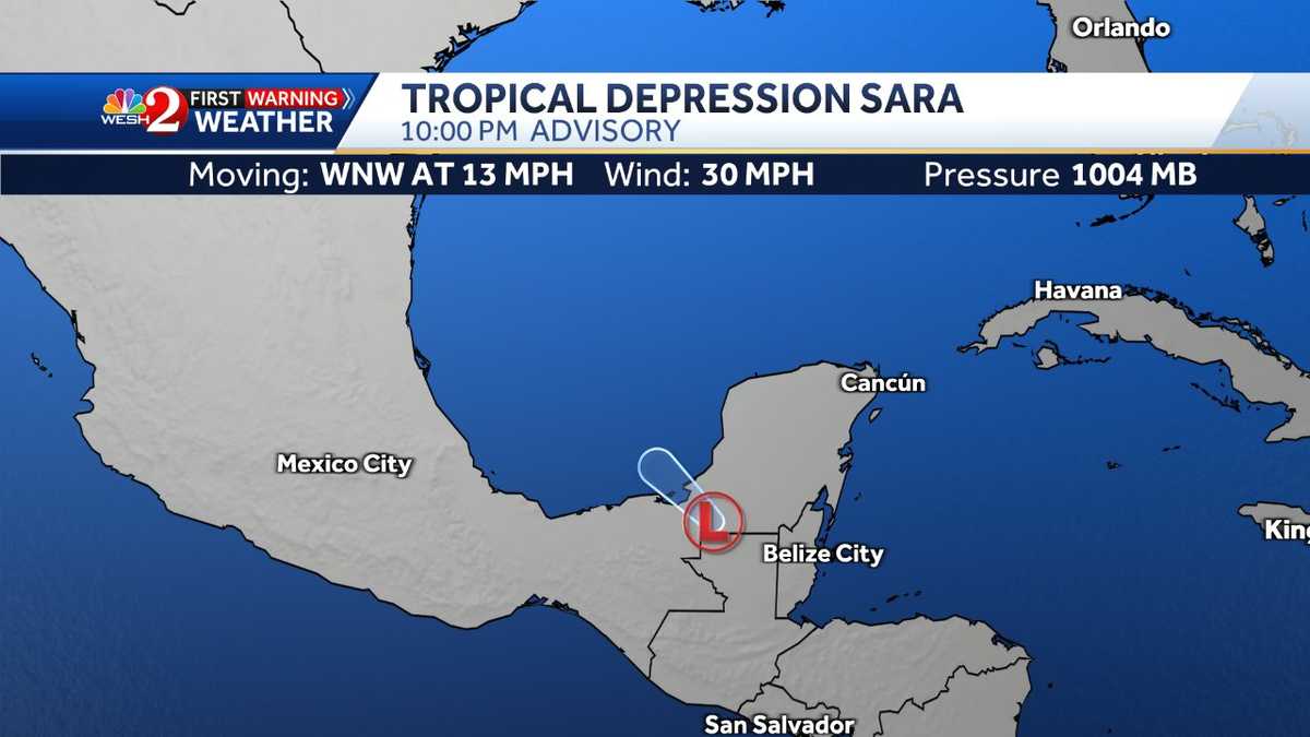 Where is Tropical Depression Sara going See maps spaghetti models paths  WESH 2 Orlando Where is Tropical Depression Sara going See maps spaghetti models paths  WESH 2 Orlando