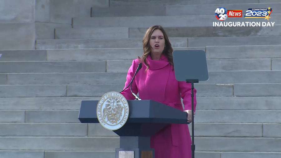 sarah huckabee sanders delivering her inaugural address