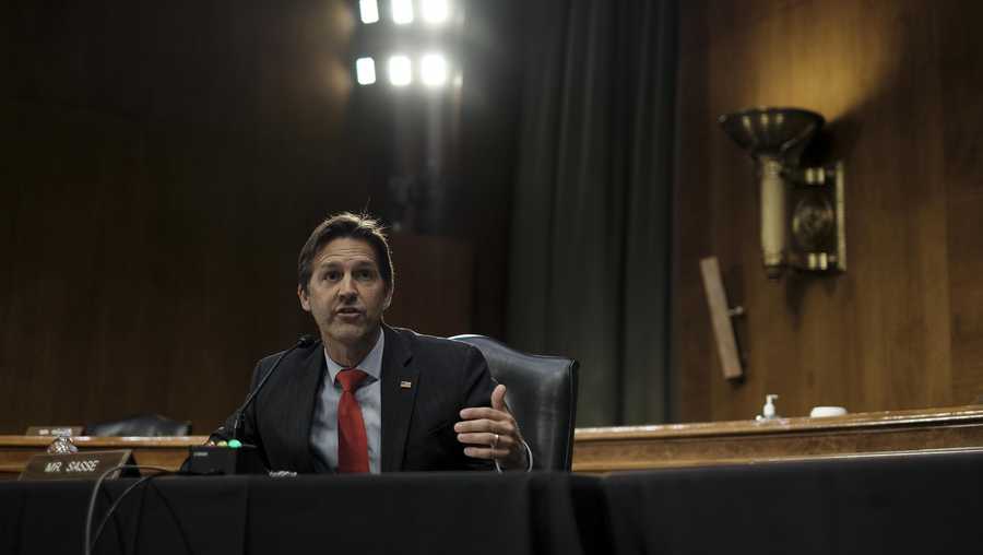 sen ben sasse, r neb, questions rep john ratcliffe, r texas, as he testifies before the senate select committee on intelligence during his nomination hearing to become director of national intelligence on capitol hill in washington, tuesday, may 5, 2020