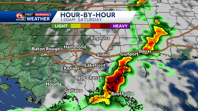 New Orleans weather forecast chance of rain when storms hit