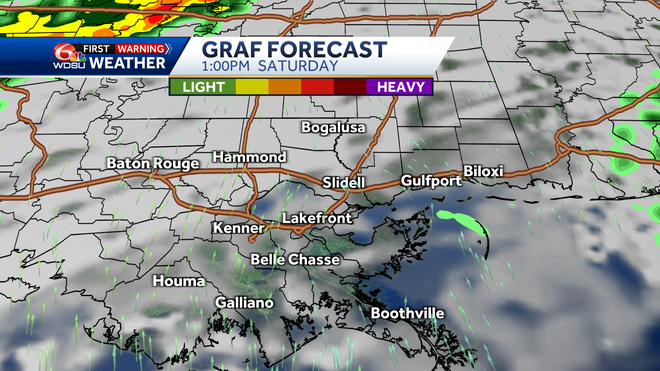 Clouds and rain forecast today, Saturday, 1 pm