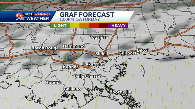 Clouds and rain forecast today, Saturday, 1 pm