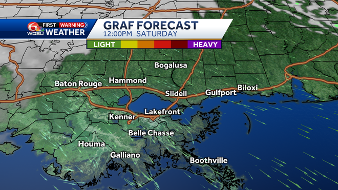 New Orleans forecast high temp rain chances Friday severe weather