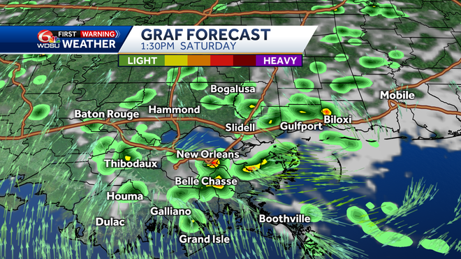 New Orleans weather weekend forecast high temp rain chance tropic