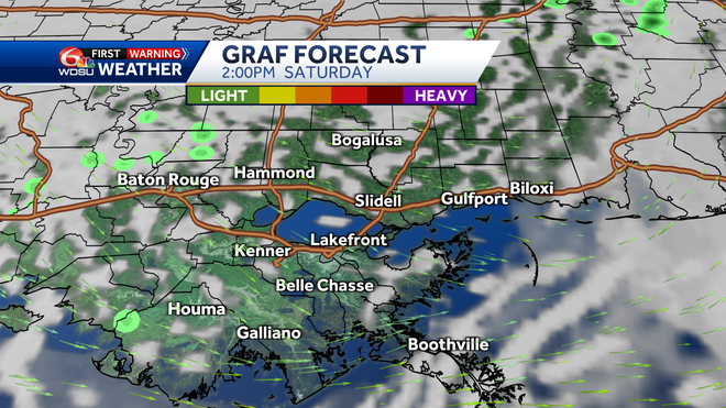 New Orleans storm forecast rain flooding weekend high temps