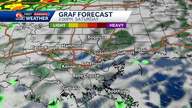 Clouds and rain forecast today, Saturday, 2 pm