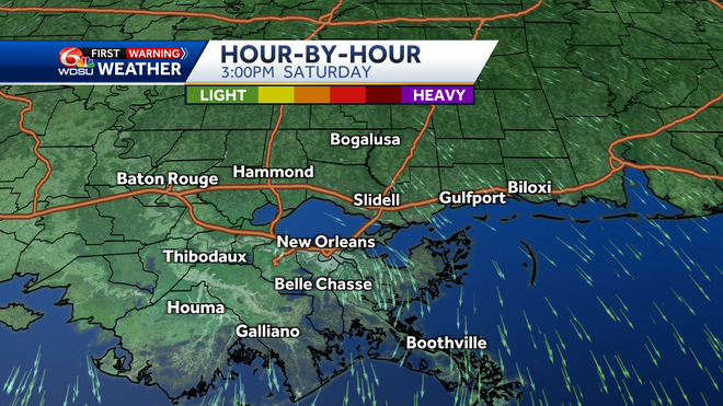 New Orleans weather forecast when does heavy rain begin how much