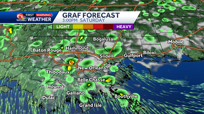 New Orleans weather weekend forecast high temp rain chance tropic