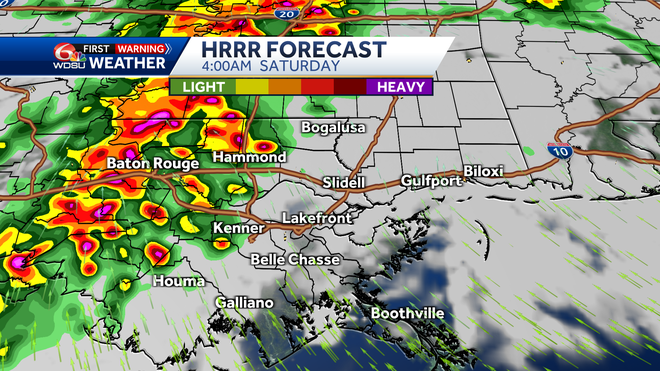 New Orleans storm forecast rain flooding weekend high temps