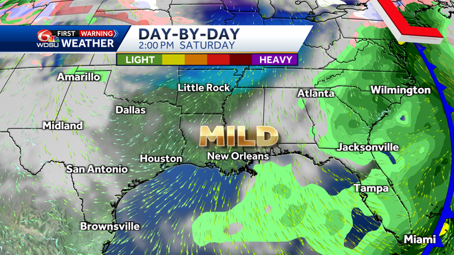 New Orleans weather forecast high temp rain chances Thursday