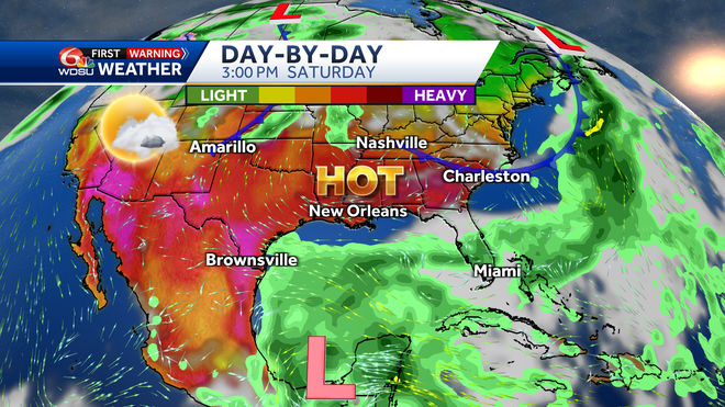 New Orleans weather forecast high chance of rain hurricane