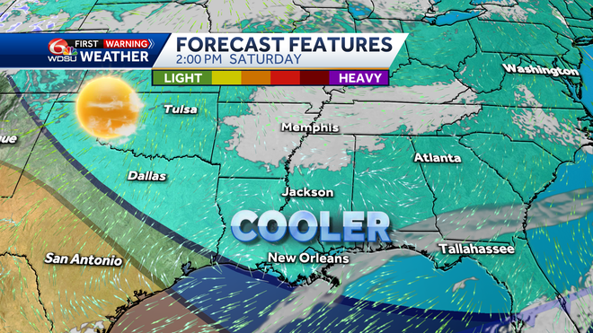 New Orleans weather forecast high temps this weekend rain chances