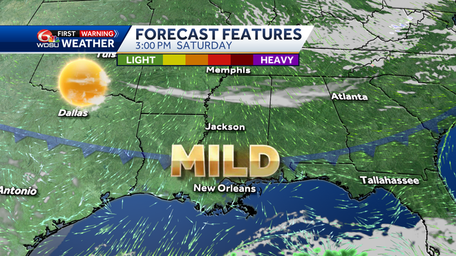 New Orleans weather forecast high low temp rain chance Mardi Gras