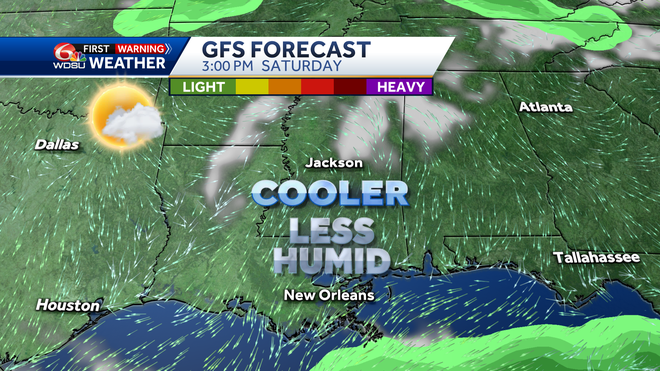 New Orleans weather forecast rain chances severe threat high temp