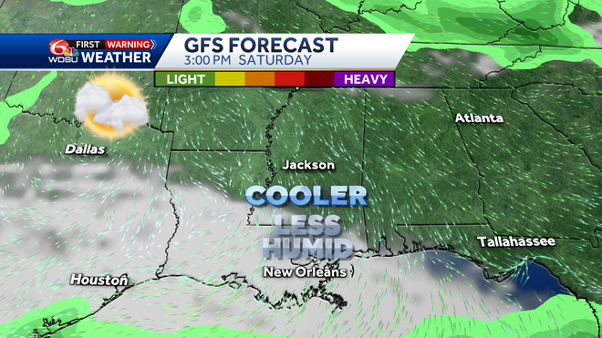 New Orleans weather forecast rain chances high temps tornado risk