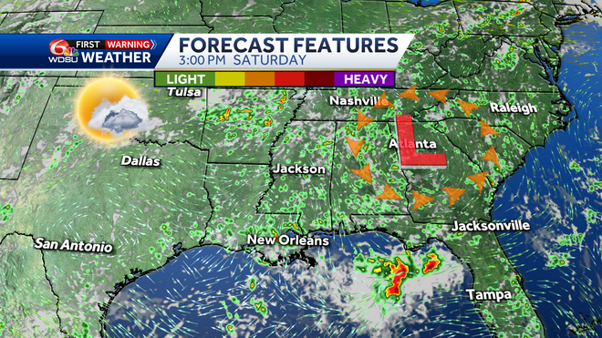 New Orleans weather weekend forecast high temp rain chances index