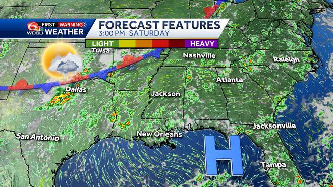 New Orleans weather weekend forecast high temp rain chance tropic