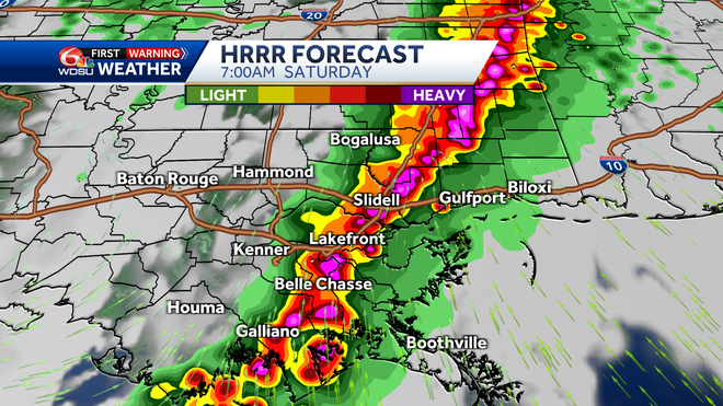 New Orleans storm forecast rain flooding weekend high temps