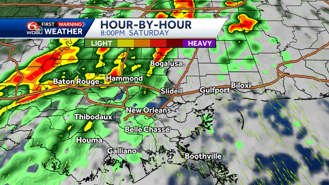 Expected clouds and precipitation for Saturday at 8 p.m