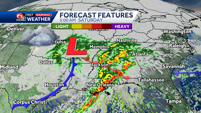 New Orleans storm forecast rain flooding weekend high temps