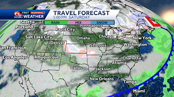 Thanksgiving travel forecast chance of rain snow forecast temps