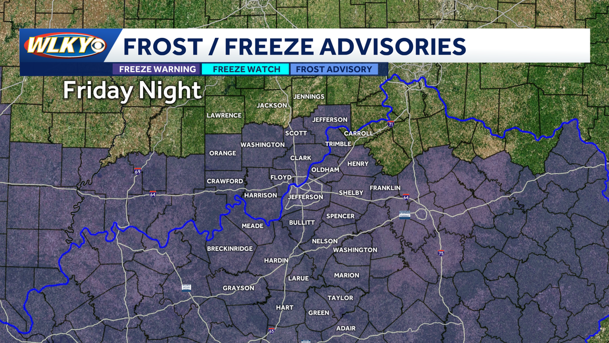 Freeze warning issued for Friday night in Louisville area