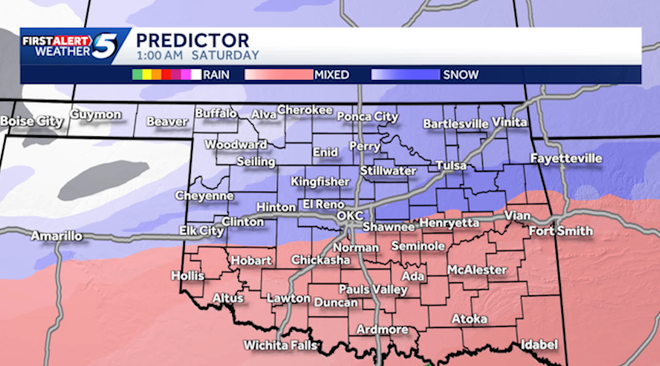 Oklahoma enero tormenta invernal y amenaza de nieve