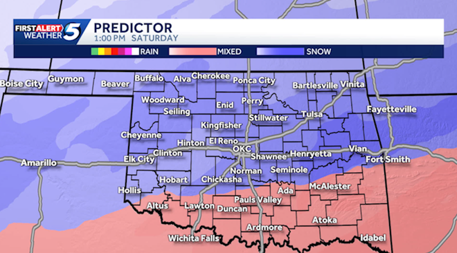 Oklahoma enero tormenta invernal y amenaza de nieve