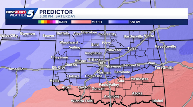 Oklahoma enero tormenta invernal y amenaza de nieve