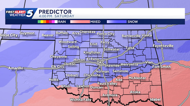 Oklahoma enero tormenta invernal y amenaza de nieve