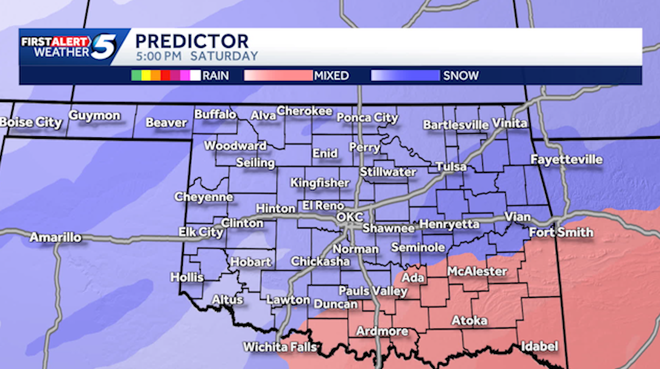 Oklahoma enero tormenta invernal y amenaza de nieve