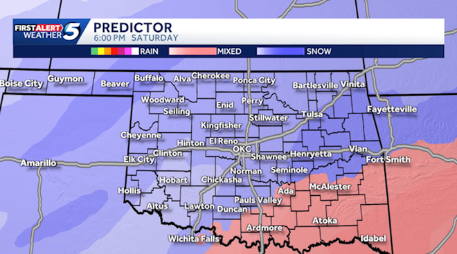 Oklahoma enero tormenta invernal y amenaza de nieve