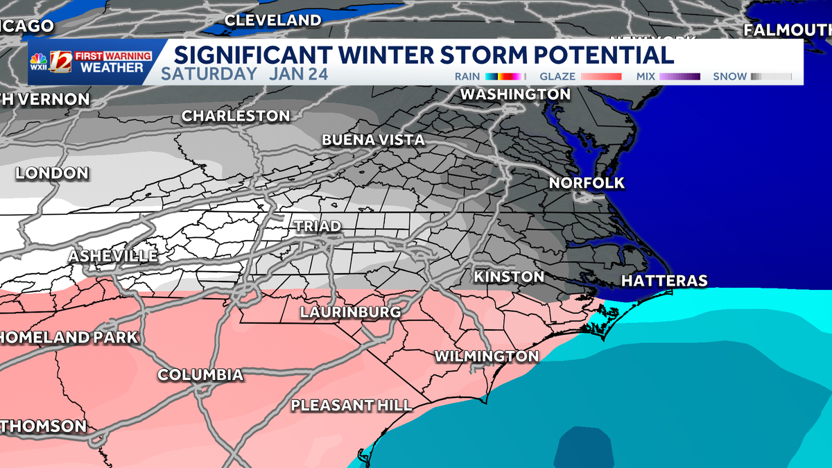 Snow and ice threats growing for the Piedmont in North Carolina | Winter storm watch this weekend