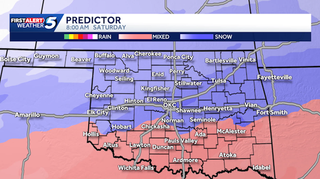 Oklahoma enero tormenta invernal y amenaza de nieve