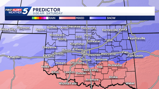 Oklahoma enero tormenta invernal y amenaza de nieve