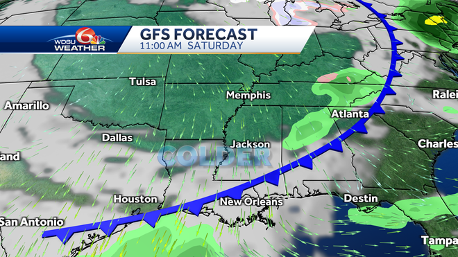 New Orleans weekend cold front fall weather