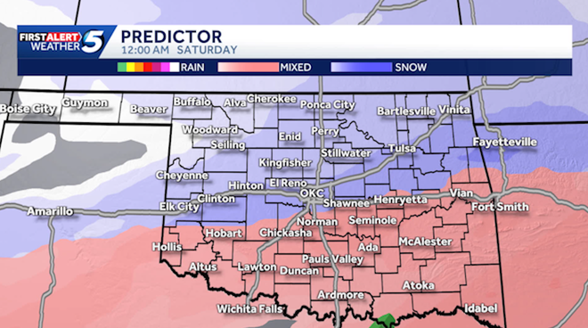 Oklahoma enero tormenta invernal y amenaza de nieve
