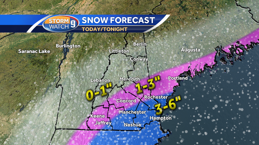Flakes start flying across southern NH; up to 6 inches of snow possible