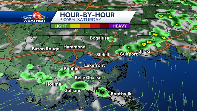 New Orleans heat humidity storm chances weekend forecast