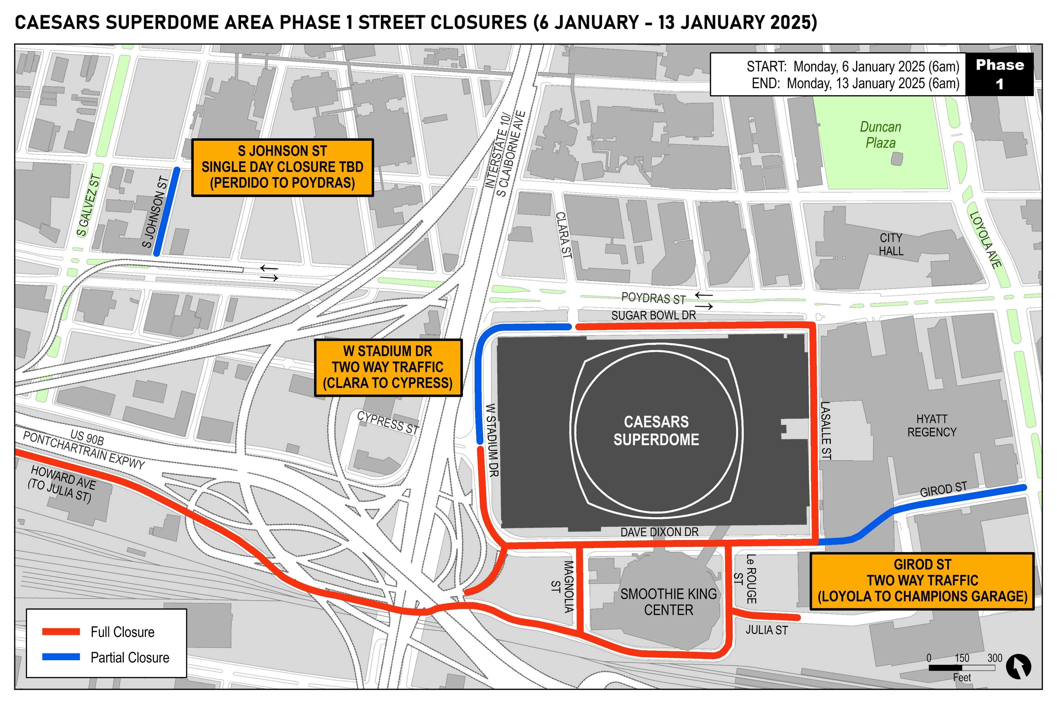 City of New Orleans closing streets ahead of Super Bowl LIX - WDSU