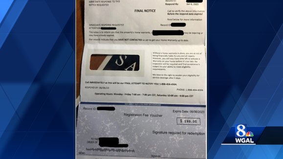 Scam letter claims to give final notice about renewing home warranty