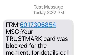 trustmark card scam debit