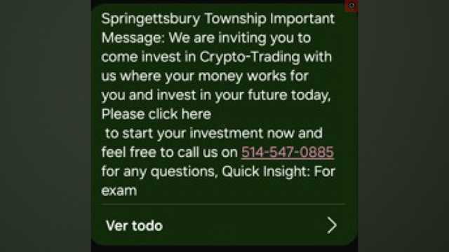 Police warn of scam text message sent through township event notification system