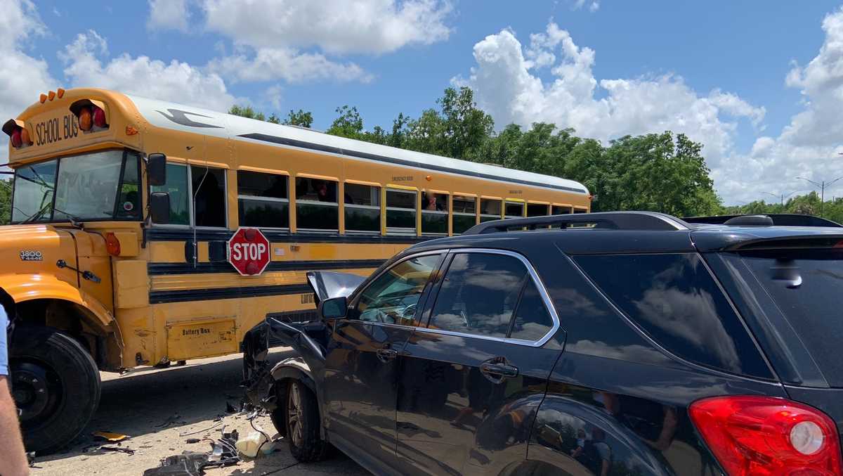 School bus crash injures two children