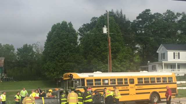 Pictures: School bus involved in head-on crash