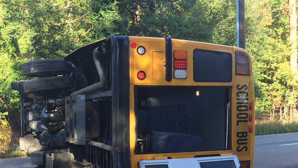 School bus overturns after collision in Anne Arundel County