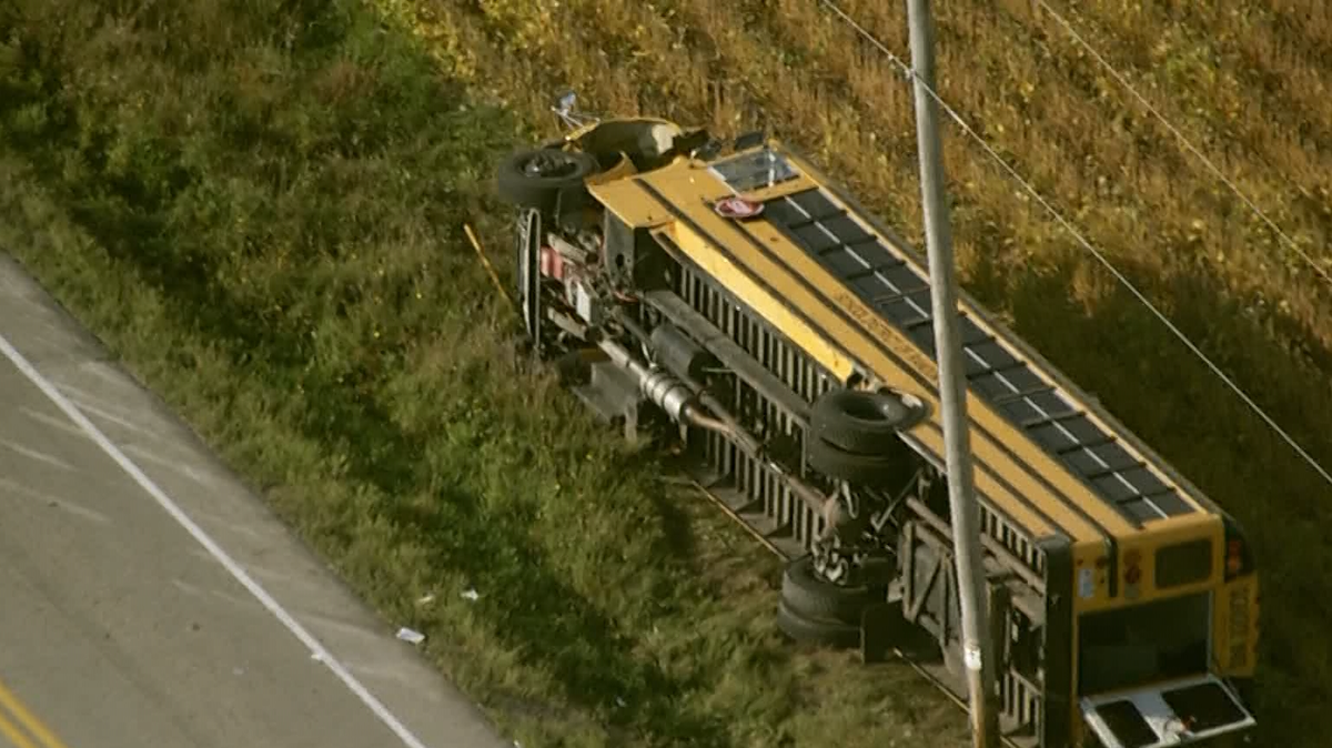 School bus overturns in Ozaukee County, 8 students injured